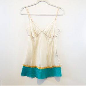 Roxae Nichols Silk Tank Cream & Teal S
